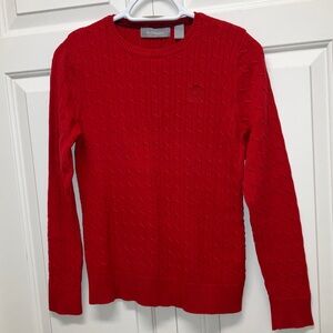 Liz Claiborne crewneck long sleeve cable knit sweater, red, size M